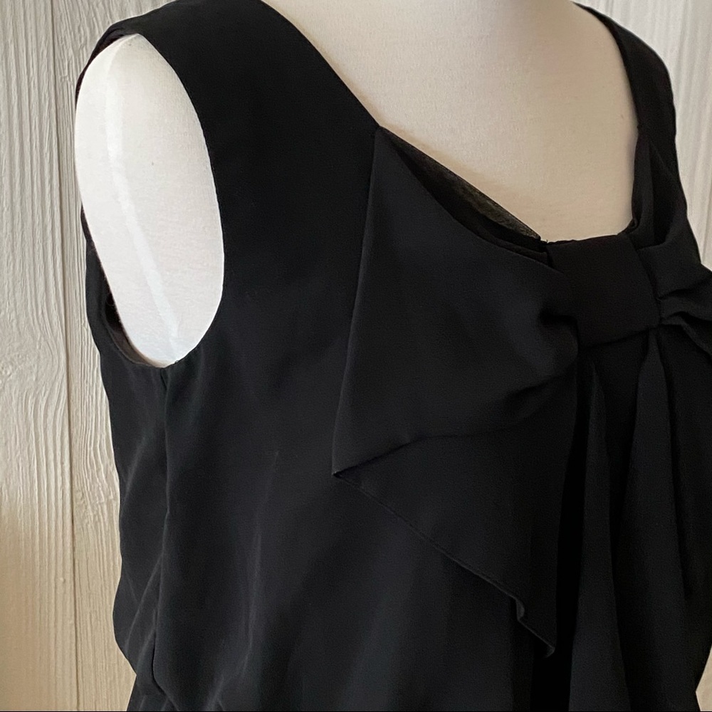 AB Studio Black Dress with Bow and Gathered Waist Size Small - Picture 6 of 14